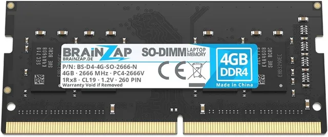 BRAINZAP 4GB DDR4 2666MHz PC4-2666V So-DIMM CL19 1Rx8 1.2V Unbuffered Non-ECC Mémoire RAM pour Ordinateur Portable Module de mémoire