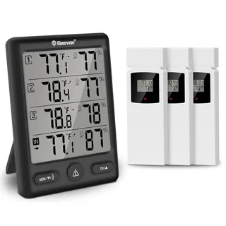 Geevon Thermomètre intérieur extérieur sans fil avec 3 capteurs à distance