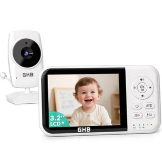 GHB Babyphone Caméra 3,2" 2100 mAh LCD sans WiFi VOX Audio Bidirectionnel