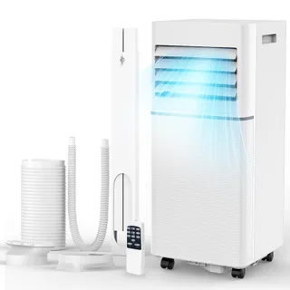 Electactic Climatiseur mobile 10000 BTU silencieux pour chambre à coucher, bureau et petites pièces, refroidissement 3 en 1, déshumidificateur et ventilateur, évaporation automatique, 2 vitesses