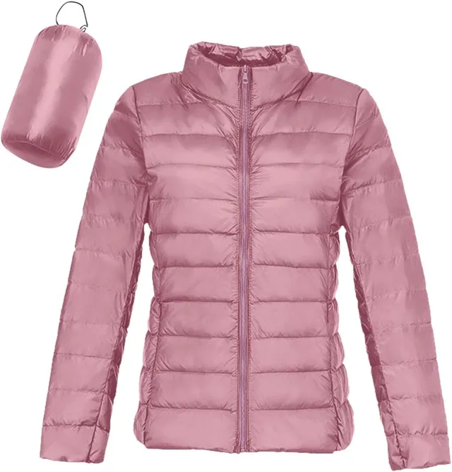 Doudoune Femme, Veste Matelassée Courte Veste Sous-Vêtement Ultralégère Sans Col Doudoune Mi-Saison Légère Pliable pour Femme Vêtement D'extérieur Fin et Imperméable Sport Voyage Randonnée Hiver Chaud