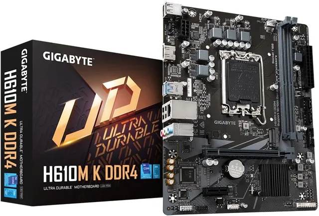 GIGABYTE H610M K DDR4 Carte mère - Compatible avec processeurs Intel Core 14th Gen CPUs, 3+1+1 Phases Hybrid Power Design, up to 3200MHz DDR4, 1xPCIe 3.0 M.2, GbE LAN, USB 3.2 Gen 1