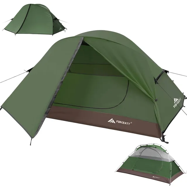 Forceatt Tente 2-3 Pers. 4 Saisons | Idéal Camp/Rando | Portes Doubles, Imperméable, Coupe-Vent | Facile Installe/Transp. | 4 Couleurs, 2 Tailles