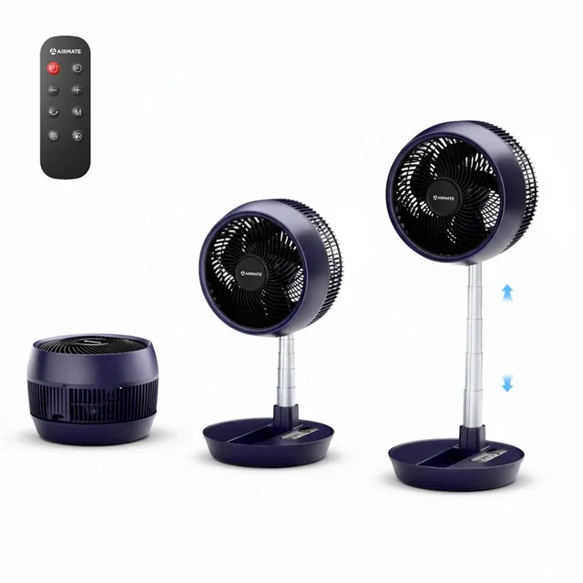 Airmate Ventilateur Silencieux Chambre 63cm Ventilateur sur Pied avec Telecommande Ventilateur Pliable Ventilateur de Table Silencieux Ventilateurs Puissant de Bureau pour Chambre