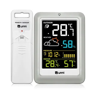 Stations Météo Sans Fil Avec Écran Couleur, Moniteur Intérieur Extérieur Avec Capteur De Portée De 100 Mètres, Baromètre, 3 Rétroéclairage Réglable 02CS