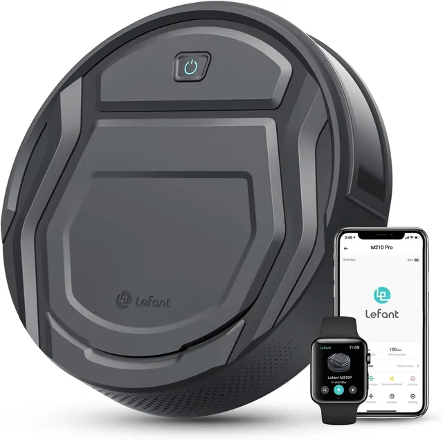 Lefant Aspirateur Robot, Mince Silencieux Connecté WiFi-Bluetooth-Alexa-App, 6 Modes de Nettoyage, Auto-Charge, 120min d'Autonomie, Idéal pour Poils d'animaux Sols Tapis, M210P Girs