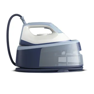 Philips Centrale Vapeur séries 3000 - Puissance 2400 W, Effet Pressing 350g, Pression 6 bars, Semelle en Céramique, Léger et compact, Réservoir 1.4L, Azur (PSG3000/20)