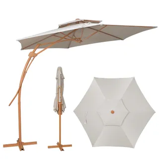 YOURLITE Parasol Déporté 3x3M,Parasol de Jardin Exterieur Beige