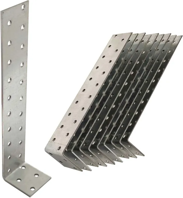 10 x Flat Anchors (200 x 40 x 40) Galvanised Steel Corner Connector