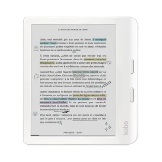 Kobo Libra Colour White | Liseuse eBook Couleur | Écran Couleur E Ink Kaleido™ 3 sans Reflets de 7" | Option Mode Sombre | Étanche | Livres Audio | 32 Go de Stockage | Blanc