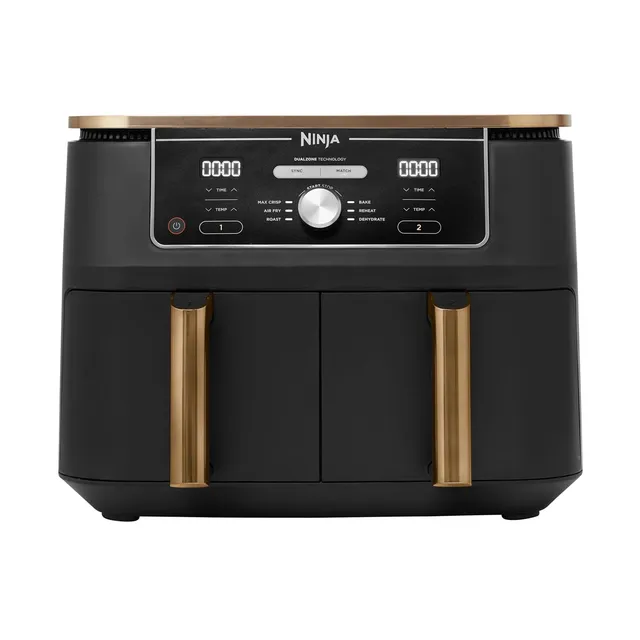 Ninja Foodi MAX Dual Zone Air Fryer, Friteuse sans huile, 2 tiroirs, 9,5 L, 6-en-1 (Air Fry, Max Crisp, rôtir, cuire, réchauffer, déshydrater), exclusivité Amazon, cuivre/noir, AF400EUCP
