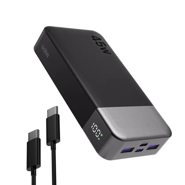 Nobis Batterie Externe 20000mAh Power Bank 45W Chargeur Externe Portable