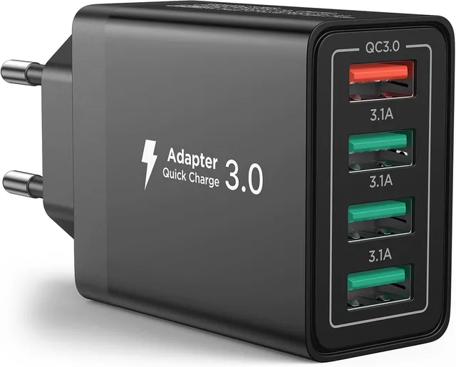 Prise USB, Aioneus Chargeur USB Multiple 4-Port 40W Chargeur Rapide iPhone QC3.0 Blochargeur Telephone pour iPhone 16 15 14 13 12 11 XR, Samsung Galaxy, Embout Adaptateur Multiprise Secteur Multiusb