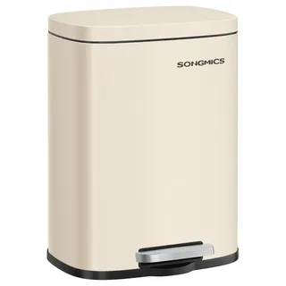 SONGMICS Poubelle de Salle de Bain 12 L, avec Seau Intérieur, Fermeture en Douceur, 38,4 x 28,6 x 25,2 cm, pour Toilettes, Beige LTB112LZ02