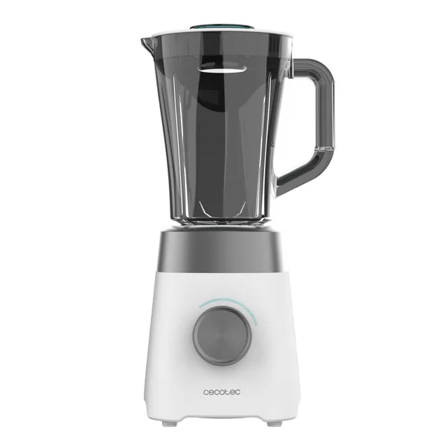 Cecotec Blender Power Black Titanium 1300MAX W. Puissance maximale de 1300 W, 20000 RPM, Lames en titane à 4 feuilles, Carafe de 1,5 L, 2 vitesses, Fonction Pulse, Broie la glace facilement, Blanc