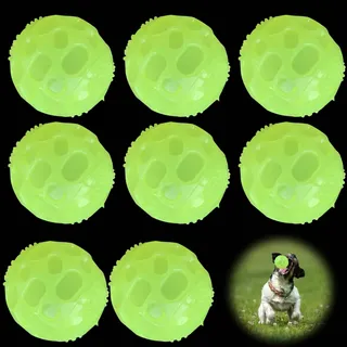 Glow In The Dark Lot de 8 balles pour chien phosphorescentes en caoutchouc pour chien - Balle interactive pour chien - Balles interactives pour chien de petite et moyenne taille