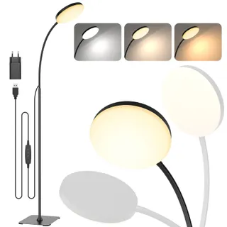 Mojimdo Lampadaire, [3 couleurs & 10 luminosités] Liseuse LED fine sur pied, Lampadaire flexible réglable par variateur pour chambre d'enfant, bureau, salon, coin lampe de chevet