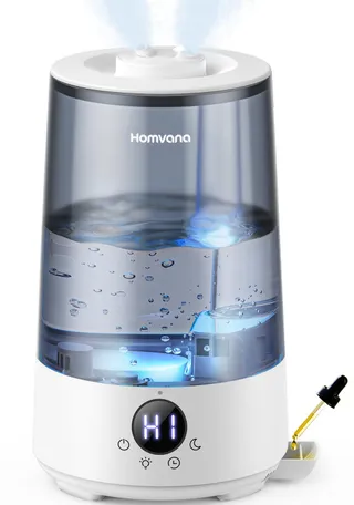 Homvana Humidificateur d'Air bébé, 3.6 L Cool Mist Top-Fill, 16dB Silencieux, 34H Durable Humidificateu Chambre, Plante, BPA Free Avec Plusieur Modes d'humidité, 7 Color Light, Diffuseur (Gris)