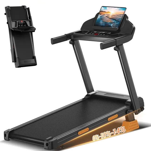 CURSOR Tapis de Course Pliable 12KM/H,Tapis Roulant Electrique Pliable 3.0HP/2200W avec Moniteur de Fréquence Cardiaque,APP et Haut-Parleur,Tapis de Marche Silencieux avec 12 Programmes, 136KG