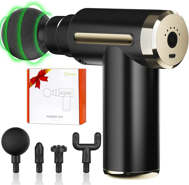 Cotsoco Mini Pistolet de Massage Musculaire, Masseur à percussion musculaire avec 4 têtes de massage, Massage gun pour les jambes, le dos, les épaules et le cou, excellent cadeau.