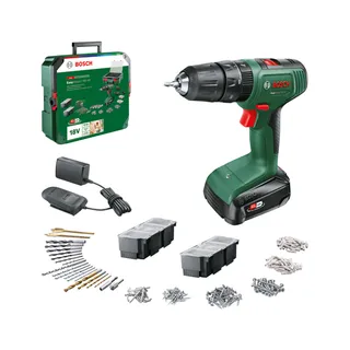 Bosch Perceuse-Visseuse À Percussion Sans Fil - Easyimpact 18V-40 (Vissage, Perçage Dans Le Bois, Métal Ou Plastique ; Perçage Avec Percussion Dans La Maçonnerie ; 241 Accessoires; 1 Bat 1.5 Ah)
