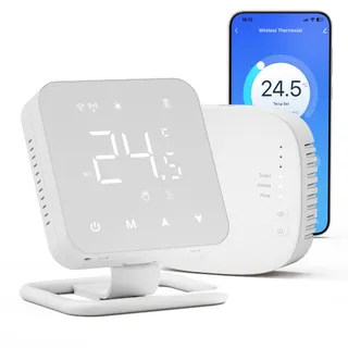 Beok Thermostat Intelligent pour chaudière à gaz et Chauffage au Sol par Eau, Thermostat sans Fil Tuya à écran Tactile pour Chauffage Central, Compatible avec Alexa et Google Assistant, fonctionnant
