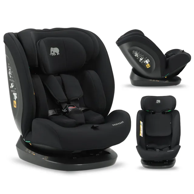 Deryan Clyde Siège auto bébé, I-SIZE 40-150 cm, 0 à 36 kg évolutif, dès la naissance et jusqu'à 12 ans environ, Groupe 0/+/1/2/3, RWF, FWF, Protections latérales (Noir)