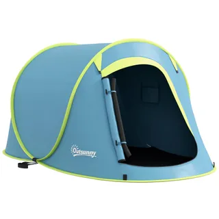 Outsunny Tente de Camping Pop up 2-3 Personnes légère ventilée avec Sac de Transport pour Le Camping, la pêche et la randonnée 245x148x105 cm Bleu