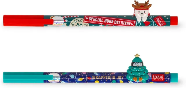 Legami - Ensemble de 2 jolis stylos gel non effaçables, Jingle All the Way