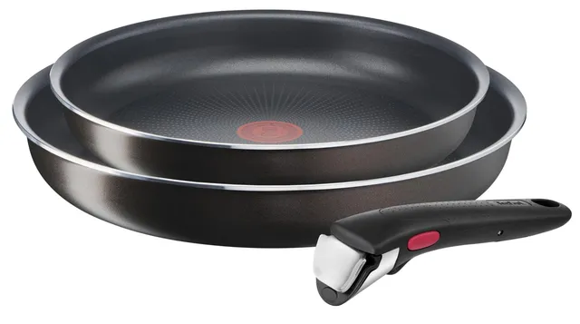 Tefal - Ingenio Lot de 2 poêles 24 et 28 cm avec poignée amovible - Noir