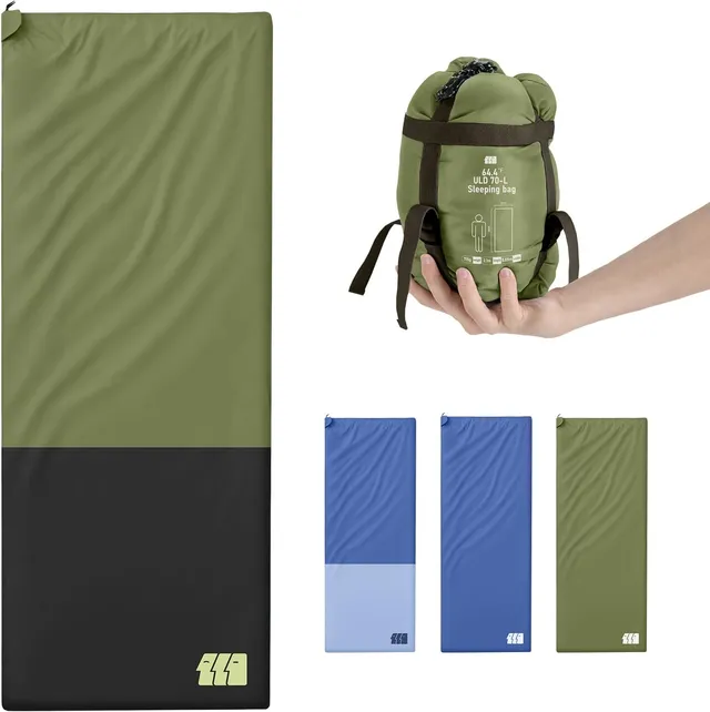 Sac de couchage ultra léger 680 g – avec fermeture éclair anti-pincement – Sac de couchage d'été compact pour adultes – Sac de couchage chaud pour l'extérieur, la randonnée, le sac à dos, le vélo et