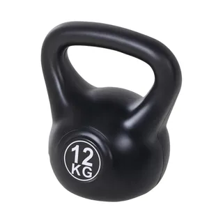 HOMCOM Kettlebell 12 kg avec Poignée Ergonomique pour Fitness, Gym, Noir