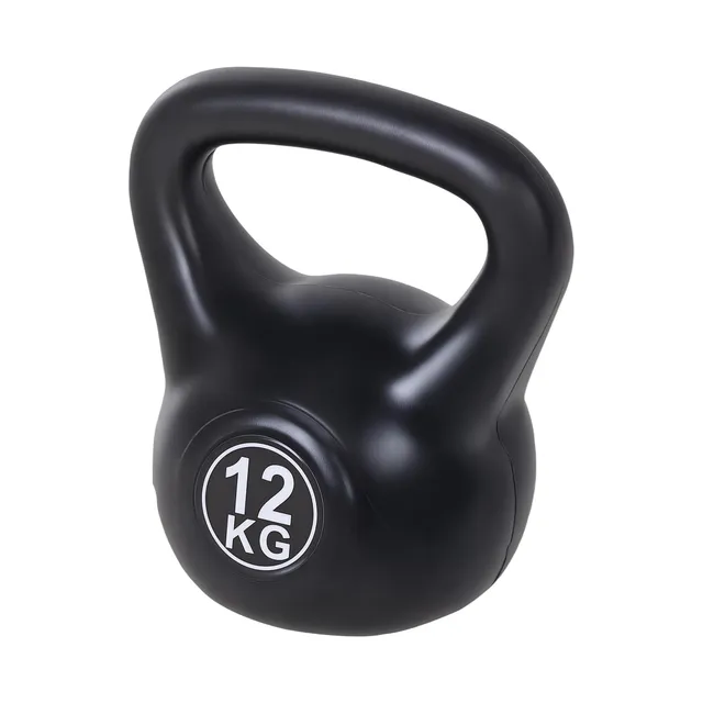 HOMCOM Kettlebell 12 kg avec Poignée Ergonomique pour Fitness, Gym, Noir