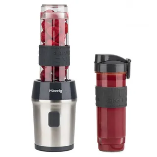 H.Koenig Mini Blender Smoothie Mixeur SMOO9 – 570ml, 300W, 4 Lames Inox, sans BPA, 2 Bouteilles Portables avec Couvercles de Voyage