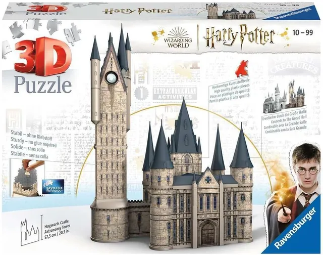 Ravensburger - Puzzle 3D Building - Château de Poudlard - La Tour d'Astronomie / Harry Potter - A partir de 10 ans - 540 pièces numérotées à assembler sans colle - Accessoires inclus - 11277