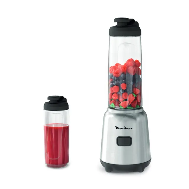 Moulinex - Mix & Move Mini blender 300W avec 2 gourdes de 0.6L - Métal