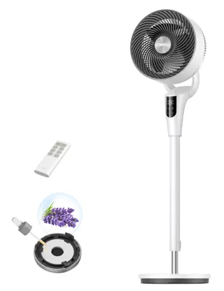 DREO Ventilateur sur Pied Silencieux pour Chambre [Amélioré], Flux d’Air 27m, 20dB, Oscillation 90°, Moteur DC, 8 Vitesses, 3 Modes, Hauteur 96–106 cm, Minuterie 8H, Inclinaison 105°