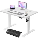 JUMMICO Bureau Assis-Debout Électrique 100x60cm, USB & 2 Mémoires, Blanc