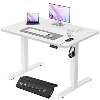 JUMMICO Bureau Assis-Debout Électrique 100x60cm, USB & 2 Mémoires, Blanc