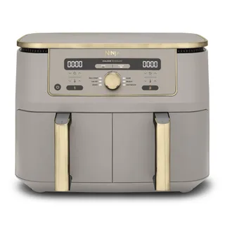 Ninja Air Fryer Dual Zone MAX numérique, Friteuse à air chaud grande capacité, 9,5 L, Sans huile, Air Fry, Croustillant max, Cuire au four, Rôtir, Déshydrater, Réchauffer, Stone/or, DZ400EUSTGD
