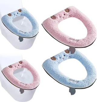 2 pièces plus épaisses pour la salle de bain, housse de toilette souple avec poignée, coussin doux et épais lavable, s'adapte à tous les sièges ovales de toilette - Bleu et violet Siège de