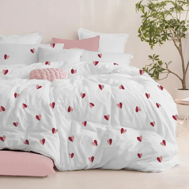 Dreamzie Parure Microfibre Zip 240x220 Cœurs 2 Taies 65x65
