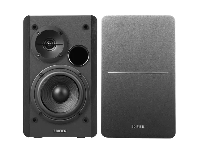Edifier R1280T Noir- Enceintes Studio et Bibliothèque Actives 42W, Télécommande IR, 2 Entrées RCA, Ampli Intégré, Pour PC, Portable, Mac, Téléphone et Hi-Fi