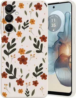 Coque Compatible avec Samsung Galaxy A55 5G, Étui de Protection Antichoc Silicone Case avec Motif Fleurs Design Souple Anti-Rayures Protection Cover， Fleurs en Feuilles