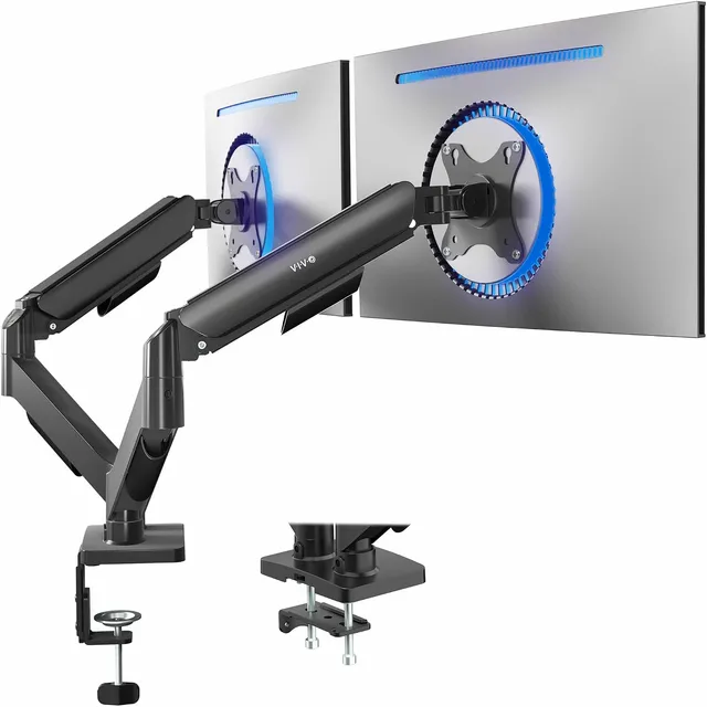 Vivo Support de Bureau à Double Bras réglable en Hauteur, inclinable, pivotant, Support pneumatique à contrepoids, Bras de Support VESA Compatible avec la Plupart des écrans jusqu'à 32", Classique,