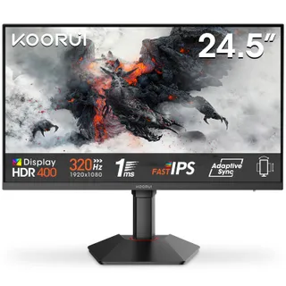 KOORUI G2511E Ecran PC Gamer 25 Pouces, 320Hz, Fast IPS, FHD 1080P Ecran Gaming, 1ms, HDR400, Adaptive Sync, Compatible VESA 75x75mm, HDMI 2.0/DP1.4, Réglage en Hauteur