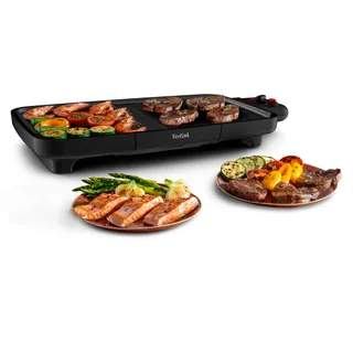 Tefal Booster Plancha électrique, 2200 W, 2 zones de cuisson, Revêtement antiadhésif, Thermostat réglable, Large surface de cuisson, Bac jus compatible lave-vaisselle CB642800