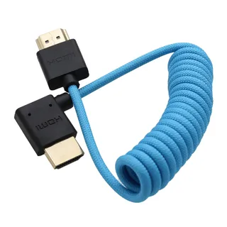 HangTon Câble vidéo HDMI 8K 4K ProRes Raw pour ATOMOS Ninja V Shinobi, Sony A7RV A7IV FX3 FX30, Canon C80 C70 R1 R5 Mark II, Fujifilm Fuji GFX100 II, X-H2, bleu tressé Coiled