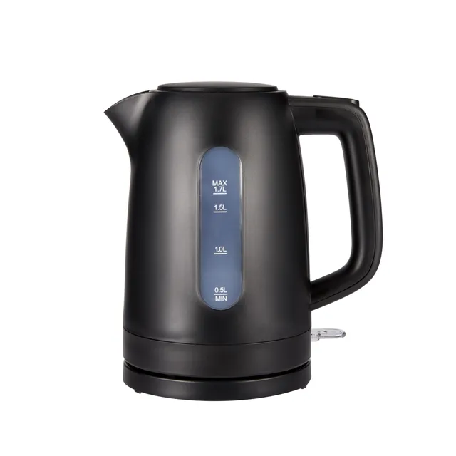 Amazon Basics Bouilloire Électrique 1,7L, 2200 W, Sans BPA avec Base 360°, Arrêt Automatique et Filtre Anti-Calcaire Amovible, Noir Mat