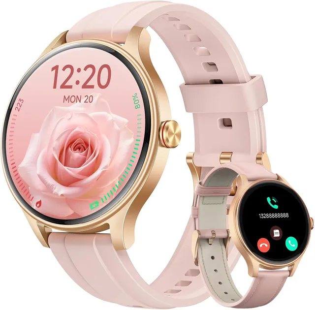 Montre Connectée Femme pour Samsung, iPhone, Android, 1.57" Smartwatch avec Appel Bluetooth, Montre Femme Surveillance de la Fréquence Cardiaque/Sommeil, 3ATM étanche, 120+ Modes Sport, Podometre